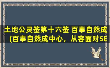 土地公灵签第十六签 百事自然成(百事自然成中心，从容面对SEO风云)